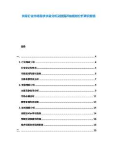 供需行業市場現狀供需分析及投資評估規劃分析研究報告