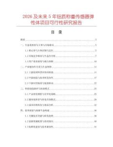 2026及未來(lái)5年鋁質(zhì)稱(chēng)重傳感器彈性體項(xiàng)目可行性研究報(bào)告