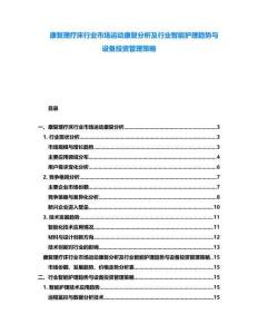 康復(fù)理療床行業(yè)市場運動康復(fù)分析及行業(yè)智能護理趨勢與設(shè)備投資管理策略