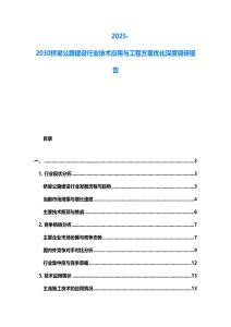 2025-2030橋梁公路建設行業技術應用與工程方案優化深度調研報告