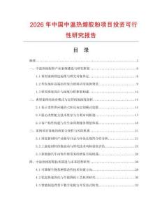 2026年中國中溫熱熔膠粉項目投資可行性研究報告