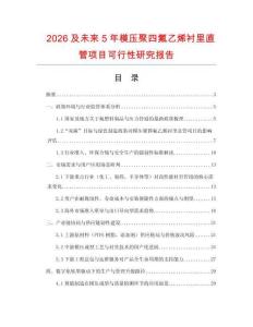 2026及未來5年模壓聚四氟乙烯襯里直管項目可行性研究報告