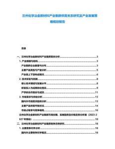 蘭州化學冶金新材料產(chǎn)業(yè)集群供需關系研究及產(chǎn)業(yè)發(fā)展策略規(guī)劃報告