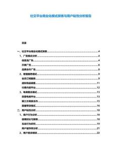 社交平臺商業(yè)化模式探索與用戶粘性分析報告