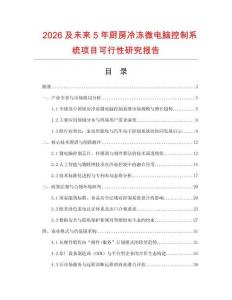 2026及未來5年廚房冷凍微電腦控制系統(tǒng)項目可行性研究報告