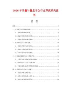 2026年冷量計量顯示儀行業(yè)深度研究報告