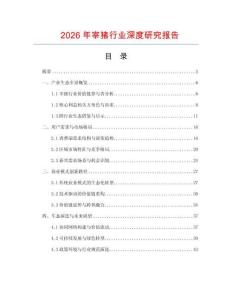 2026年宰豬行業(yè)深度研究報告