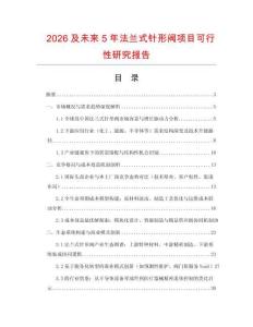2026及未來5年法蘭式針形閥項目可行性研究報告