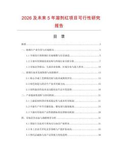 2026及未來5年溶劑紅項目可行性研究報告