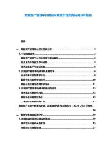 數(shù)據(jù)資產(chǎn)管理平臺(tái)建設(shè)與數(shù)據(jù)價(jià)值挖掘應(yīng)用分析報(bào)告