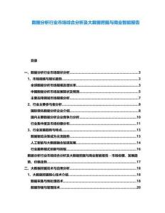 數(shù)據(jù)分析行業(yè)市場(chǎng)綜合分析及大數(shù)據(jù)挖掘與商業(yè)智能報(bào)告