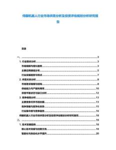 侍服機(jī)器人行業(yè)市場供需分析及投資評估規(guī)劃分析研究報告