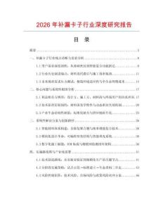 2026年補漏卡子行業深度研究報告