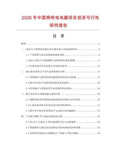 2026年中國(guó)照明電電器項(xiàng)目投資可行性研究報(bào)告