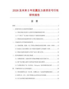 2026及未來5年抗震壓力表項(xiàng)目可行性研究報(bào)告
