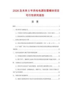 2026及未來5年供電電源防雷模塊項目可行性研究報告