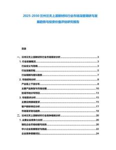 2025-2030蘭州蘭天上游新材料行業(yè)市場(chǎng)深度調(diào)研與發(fā)展趨勢(shì)與投資價(jià)值評(píng)估研究報(bào)告