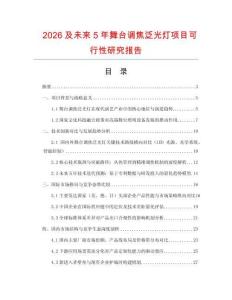 2026及未來5年舞臺調(diào)焦泛光燈項目可行性研究報告