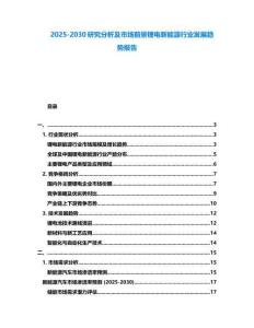 2025-2030研究分析及市場前景鋰電新能源行業(yè)發(fā)展趨勢報(bào)告