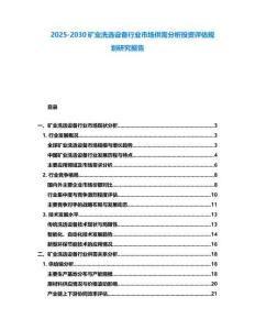 2025-2030礦業洗選設備行業市場供需分析投資評估規劃研究報告