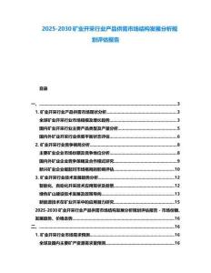 2025-2030礦業開采行業產品供需市場結構發展分析規劃評估報告