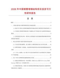 2026年中國鋼管塔鋼結(jié)構(gòu)項目投資可行性研究報告