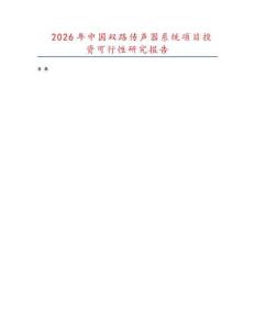 2026年中國雙路傳聲器系統(tǒng)項目投資可行性研究報告