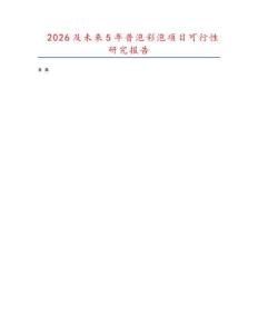 2026及未來5年普泡彩泡項目可行性研究報告