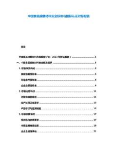 中國食品接觸材料安全標(biāo)準(zhǔn)與國際認(rèn)證對標(biāo)報告