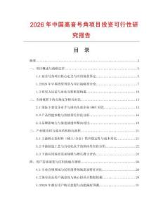 2026年中國高音號角項目投資可行性研究報告