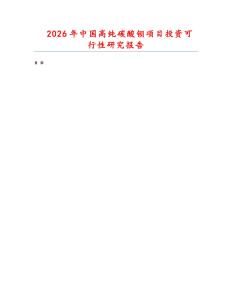 2026年中國(guó)高純碳酸鋇項(xiàng)目投資可行性研究報(bào)告