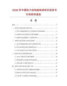 2026年中國防卡結構旋轉閥項目投資可行性研究報告