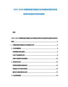2025-2030中國青色醫(yī)療器械行業(yè)市場現(xiàn)狀供需分析及投資評估規(guī)劃分析研究報告