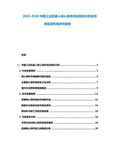2025-2030中國工業(yè)機(jī)器人核心部件供應(yīng)現(xiàn)狀分析及投資區(qū)域布局研究報(bào)告
