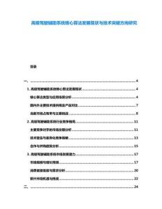 高級(jí)駕駛輔助系統(tǒng)核心算法發(fā)展現(xiàn)狀與技術(shù)突破方向研究