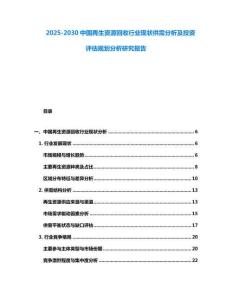 2025-2030中國再生資源回收行業現狀供需分析及投資評估規劃分析研究報告