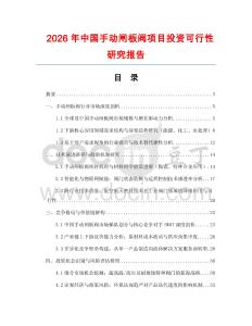 2026年中國手動閘板閥項目投資可行性研究報告