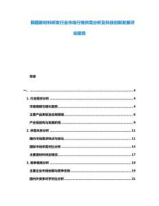 韓國(guó)新材料研發(fā)行業(yè)市場(chǎng)行情供需分析及科技創(chuàng)新發(fā)展評(píng)估報(bào)告