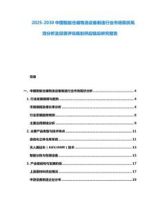 2025-2030中國智能倉儲物流設(shè)備制造行業(yè)市場現(xiàn)狀高效分析及投資評估規(guī)劃供應(yīng)鏈應(yīng)研究報告