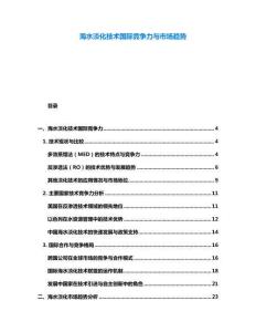 海水淡化技術(shù)國際競爭力與市場趨勢