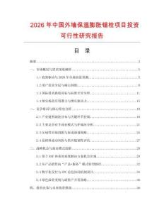 2026年中國外墻保溫膨脹錨栓項(xiàng)目投資可行性研究報(bào)告
