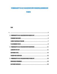 中國(guó)新能源汽車動(dòng)力電池回收利用市場(chǎng)格局及戰(zhàn)略規(guī)劃研究報(bào)告