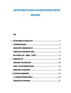 高療醫(yī)療健康行業(yè)市場潛力分析及醫(yī)療研發(fā)現(xiàn)狀與資本管理優(yōu)化報告