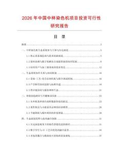 2026年中國中樣染色機(jī)項(xiàng)目投資可行性研究報(bào)告