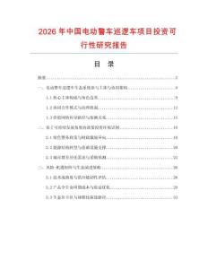 2026年中國電動警車巡邏車項目投資可行性研究報告