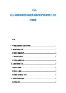 2025-2030中國石油集團(tuán)海外投資現(xiàn)狀調(diào)研及油氣資源競爭力分析研究報告
