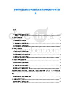 中國軟件開發(fā)業(yè)現(xiàn)狀供需分析及投資評估規(guī)劃分析研究報告