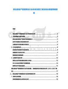 西北房地產(chǎn)營銷策劃行業(yè)市場深度匯報及商業(yè)增值策略報告