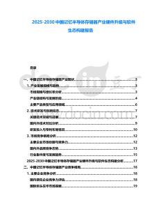 2025-2030中國記憶半導(dǎo)體存儲器產(chǎn)業(yè)硬件升級與軟件生態(tài)構(gòu)建報告