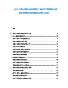 2025-2030中國生物制藥研發(fā)行業(yè)市場嚴(yán)密檢勘及科研物資改進系統(tǒng)和能力投資工業(yè)方法報告